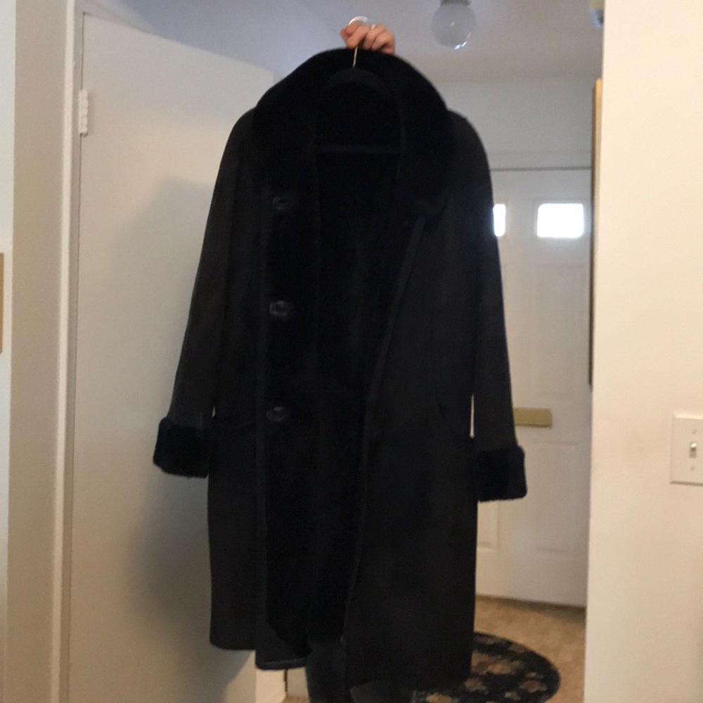 Custom made shearling and suede coat